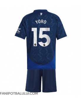 Manchester United Leny Yoro #15 Echipament de Fotbal Replică 2024-25 Copii Deplasare (+ Șorturi)
